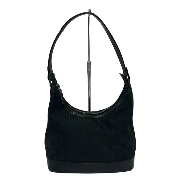 Auth Salvatore Ferragamo Gancini - Black Nylon Leather Shoulder Bag - Picture 3 of 9